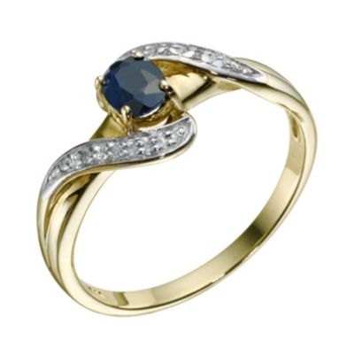 9ct Yellow Gold Sapphire & Diamond Set Ring - Product number 9212663