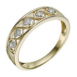 9ct Yellow Gold Diamond Figure Of 8 Ring