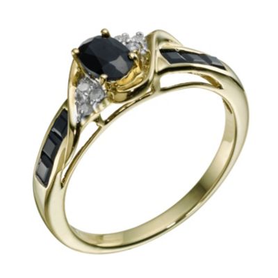 9ct Yellow Gold Sapphire & Diamond Ring - Product number 9214461