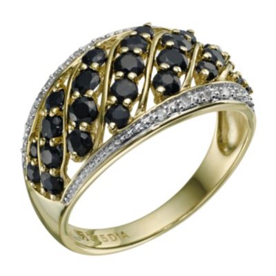 9ct Yellow Gold Sapphire & Diamond Wave Ring - Product number 9214739