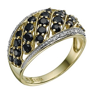 H Samuel 9ct Yellow Gold Sapphire and Diamond Wave Ring