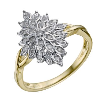 9ct Yellow Gold & Diamond Cluster Ring - Product number 9214976