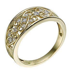9ct Yellow Gold Diamond Filigree Ring9ct Yellow Gold Diamond Filigree Ring