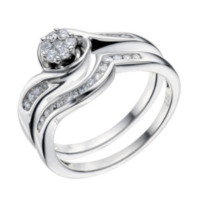 Silver 0.33 Carat Diamond Bridal Ring Set - Product number 9216820