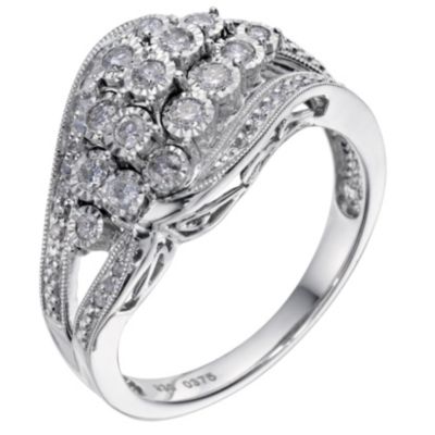 Silver & Diamond Cluster Ring - Product number 9216960