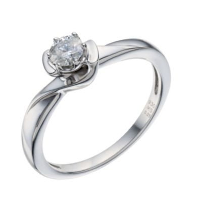Silver & Diamond Solitaire Twist Ring - Product number 9217223
