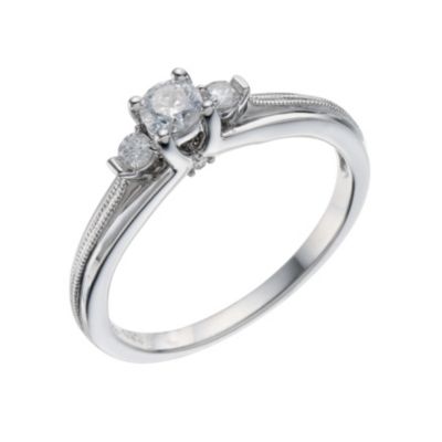 H Samuel 9ct White Gold 0.33 Carat Diamond Trilogy Ring