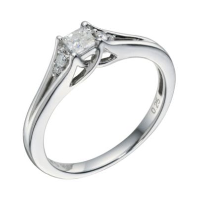 Palladium 1/4 Carat Princess Cut Diamond Ring - Product number 9218971
