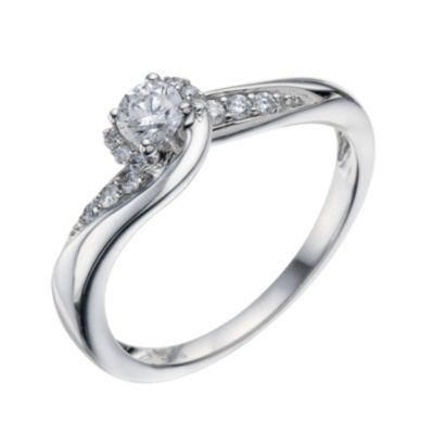 H Samuel 9ct White Gold 0.33 Carat Diamond Solitaire Ring