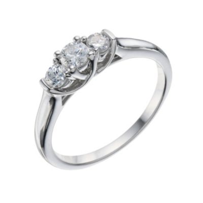 H Samuel 9ct White Gold 0.40 Carat Diamond Trilogy Ring