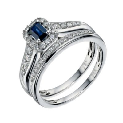 9ct White Gold 0.33 Carat Diamond and Sapphire