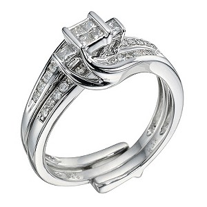 Perfect Fit 9ct White Gold 0.40 Carat Diamond Bridal Set Ring