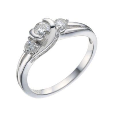 9ct White Gold 0.50 Carat Diamond Trilogy Ring