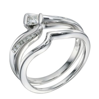 9ct White Gold 0.40 Carat Diamond Twist Bridal Set Ring - Product number 9220879