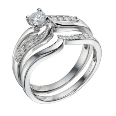 9ct White Gold 0.40 Carat Diamond Bridal Set Ring - Product number 9221263