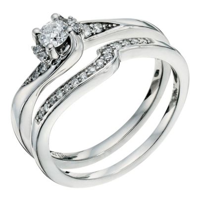 Palladium 0.33 Carat Pave Set Diamond Bridal Ring Set - Product number 9222197