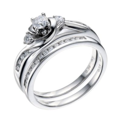 14ct White Gold 0.50 Carat Diamond Bridal Ring Set - Product number 9223258