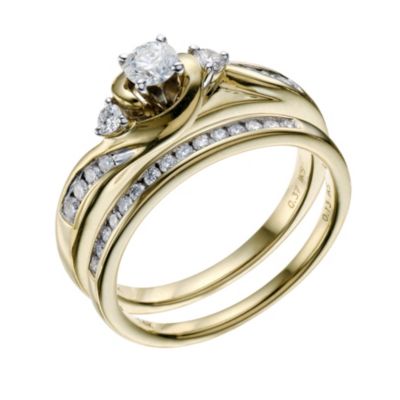 14ct Yellow Gold 0.50 Carat Diamond Bridal Ring Set - Product number 9223371