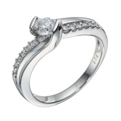 18ct White Gold Half Carat Diamond Solitaire Twist Ring - Product number 9223789