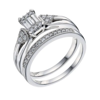 18ct White Gold 0.40 Carat Diamond Bridal Ring Set - Product number 9223916