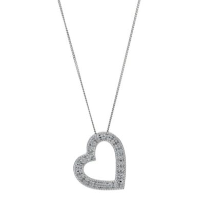 9ct white gold diamond heart pendant - Product number 9225927