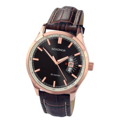 Sekonda Men's Brown Leather Strap Watch - Product number 9229876