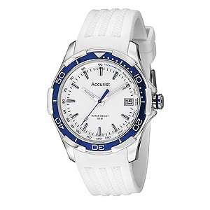 Accurist Men's White Silicone Strap Watch