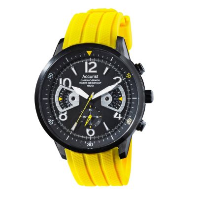 Accurist Men's Yellow Rubber Strap Watch - Product number 9230890