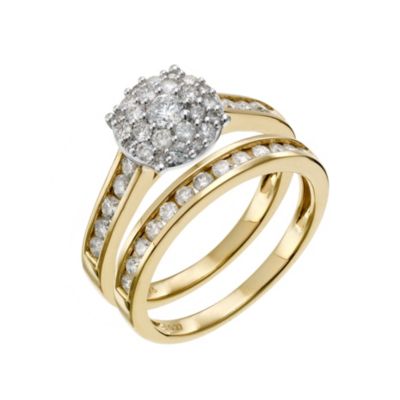 18ct yellow gold 1 carat diamond bridal set - Product number 9231420