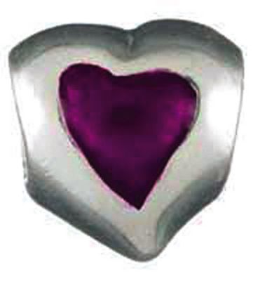 Chamilia silver & purple heart bead - Product number 9234845