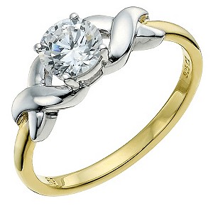 Silver & Rolled Gold Cubic Zirconia Ring