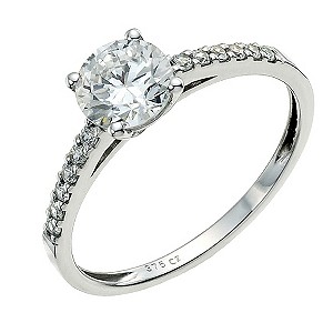 9ct White Gold Cubic Zirconia Solitaire Ring
