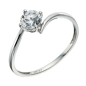 9ct White Gold Cubic Zirconia Kick Ring 5mm