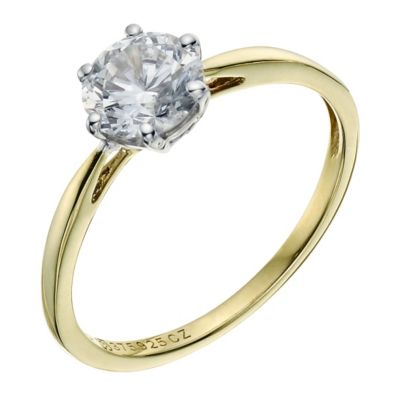 Silver and 9ct Yellow Gold Kick Cubic Zirconia