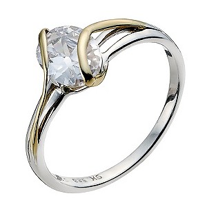 Silver & 9ct Yellow Gold Wrap Cubic Zirconia Ring