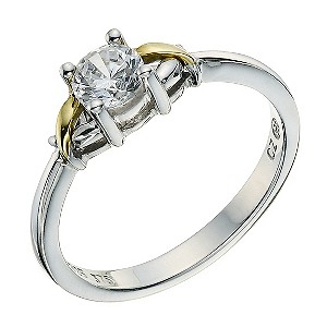Silver & 9ct Yellow Gold Cubic Zirconia RingSilver & 9ct Yellow Gold Cubic Zirconia Ring