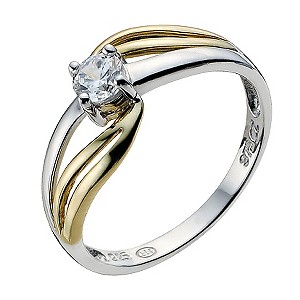 Silver & 9ct Yellow Gold Cubic Zirconia Swirl RingSilver & 9ct Yellow Gold Cubic Zirconia Swirl Ring