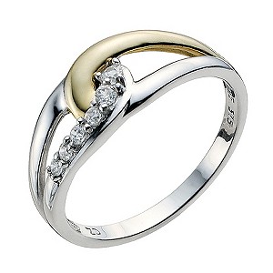 Silver & 9ct Yellow Gold Interlinking Ring
