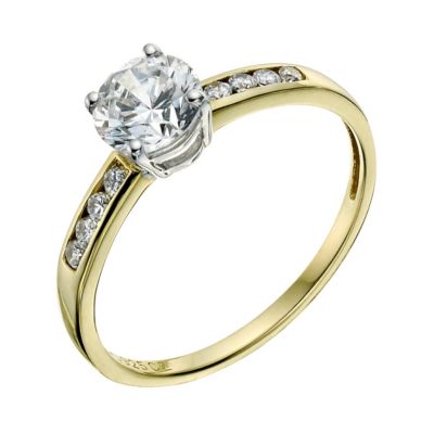 Silver & 9ct Yellow Gold Cubic Zirconia RingSilver & 9ct Yellow Gold Cubic Zirconia Ring
