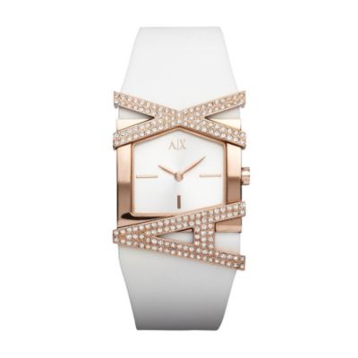 Armani Exchange White Stone Set Strap Watch - Product number 9241876