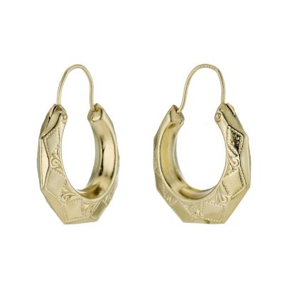 9ct Rolled Gold Patterned Creole Earrings - Product number 9242155
