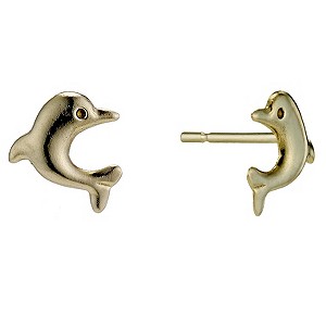 9ct Yellow Gold Dolphin Stud Earrings