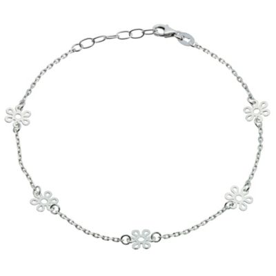 H Samuel Sterling Silver Flower Anklet