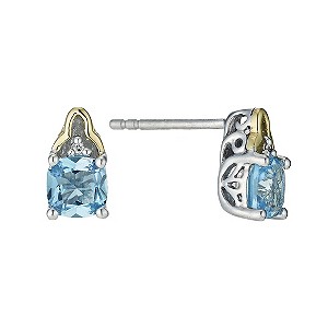 Silver and 9ct Yellow Gold Blue Topaz Earrings