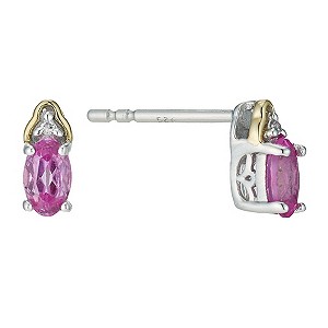 H Samuel Silver and 9ct Yellow Gold Created Pink Sapphire