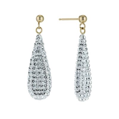 9ct Yellow Gold Crystal Drop Earrings