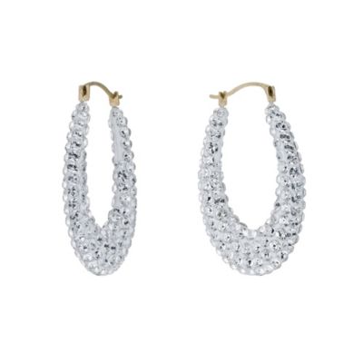 9ct Yellow Gold Crystal Creole Earrings