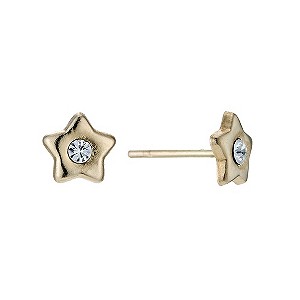 9ct Yellow Gold Crystal Centre Star Stud Earrings
