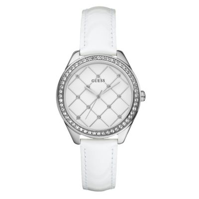 Guess White Strap Stone Set Watch - Product number 9242597