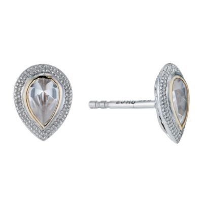 H Samuel Silver and 9ct Yellow Gold Cubic Zirconia Pear